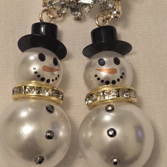 White Snowman Earrings - Picture 3 of 5